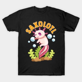 Cute & Funny Saxolotl Adorable Sax Playing Axolotl T-Shirt